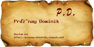 Prónay Dominik névjegykártya